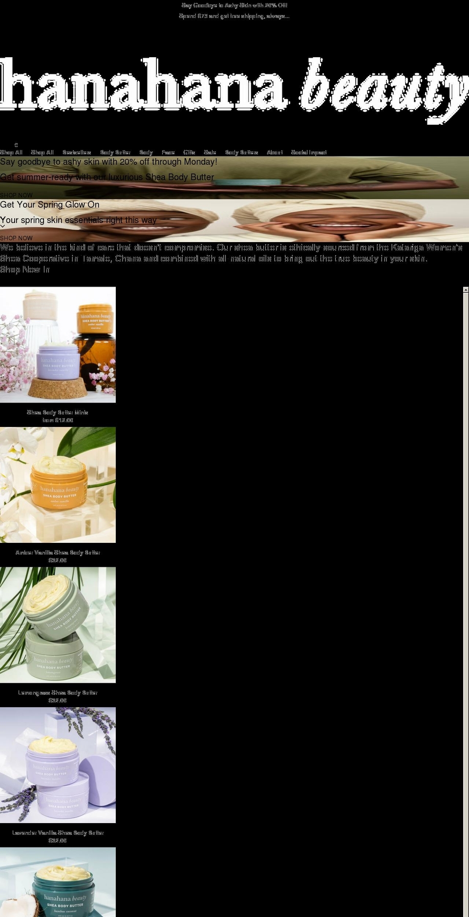 hanahanabeauty.com shopify website screenshot