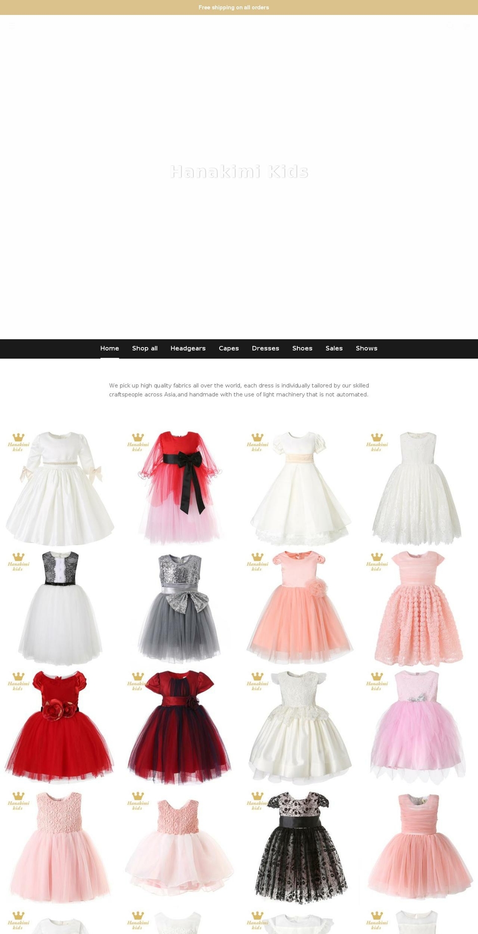 hanakimikids.com shopify website screenshot