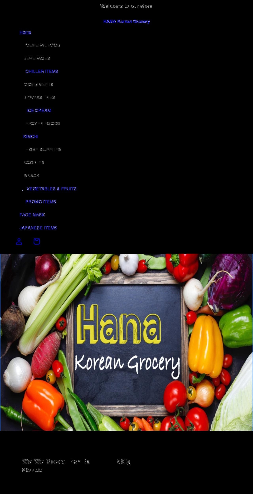 hanakoreangrocery.com shopify website screenshot