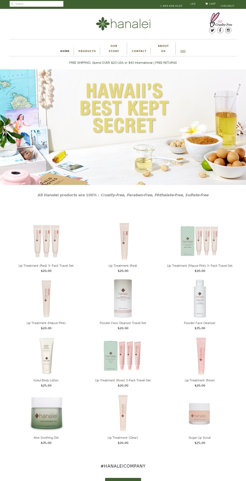 hanaleicompany.com shopify website screenshot