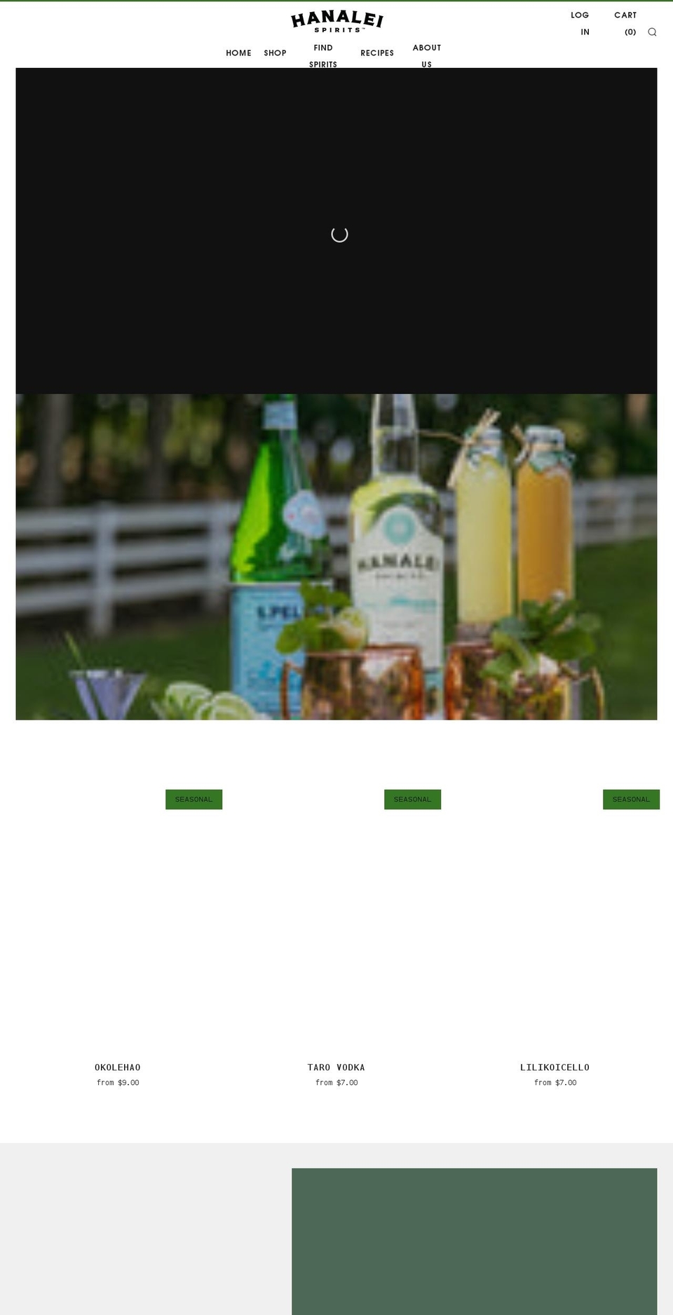 hanaleispirits.com shopify website screenshot