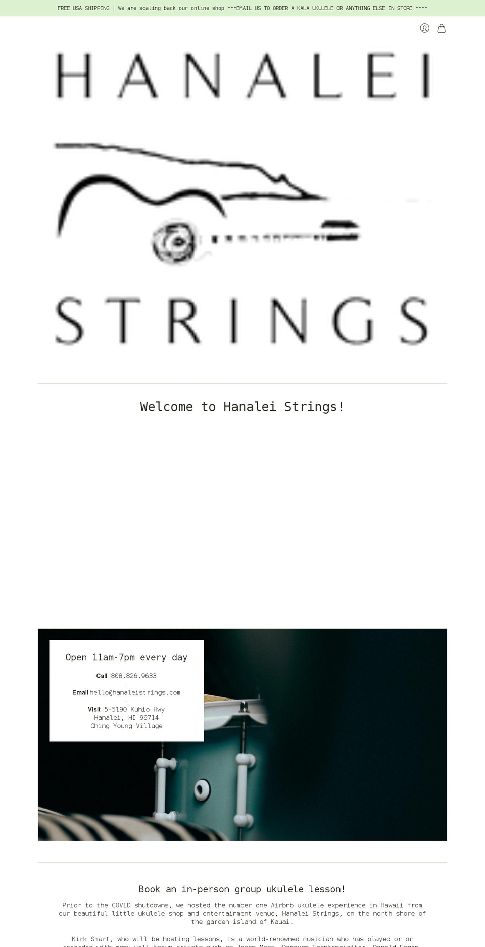 hanaleistrings.com shopify website screenshot