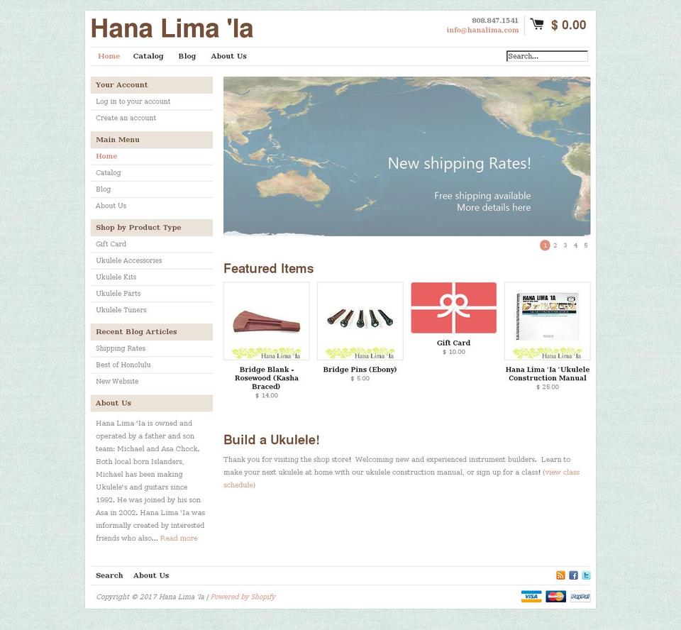 hanalimastore.com shopify website screenshot