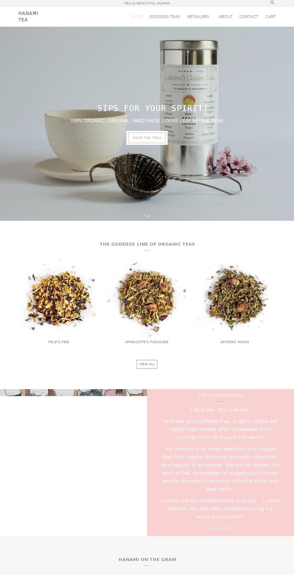 hanamitea.com shopify website screenshot