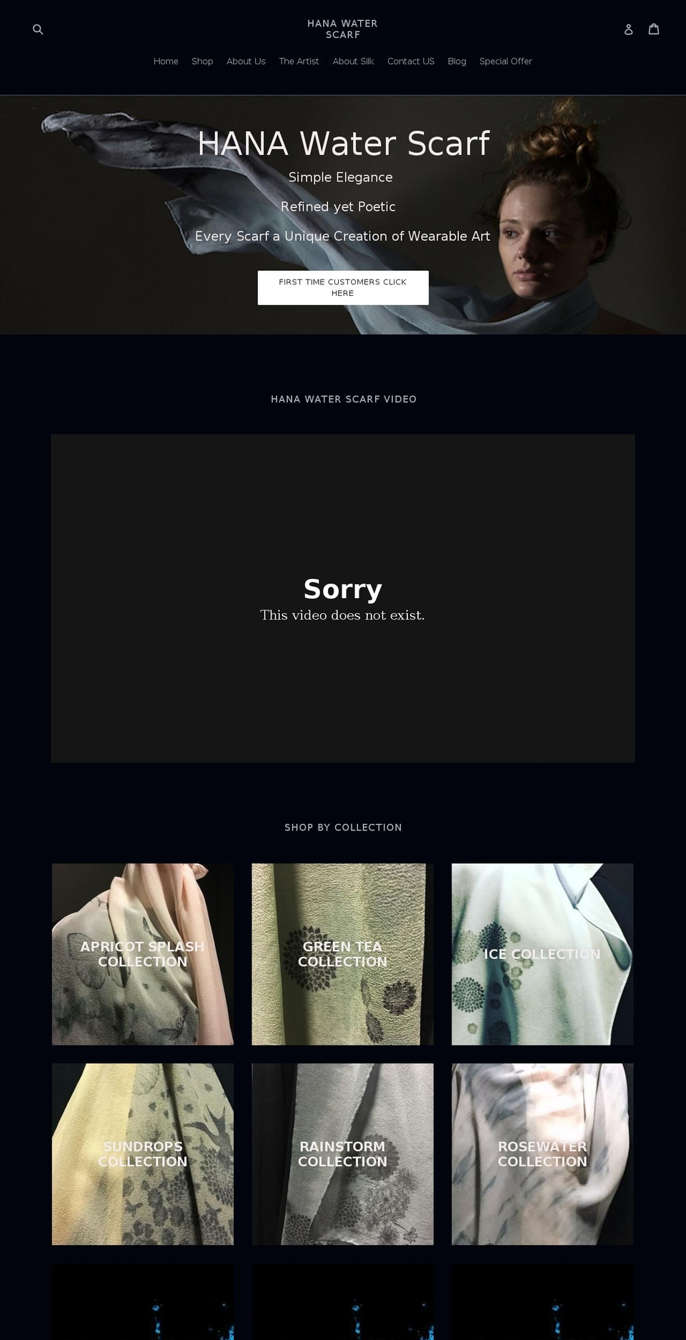 hanawaterscarf.com — Shopify storefront screenshot