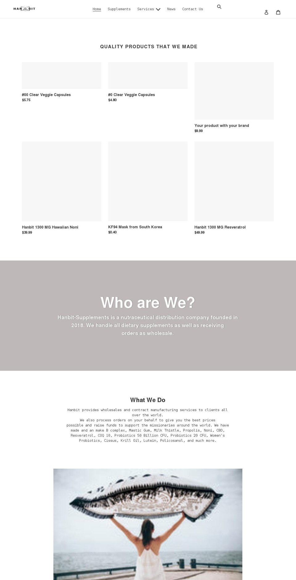 hanbitdietarysupplements.com shopify website screenshot