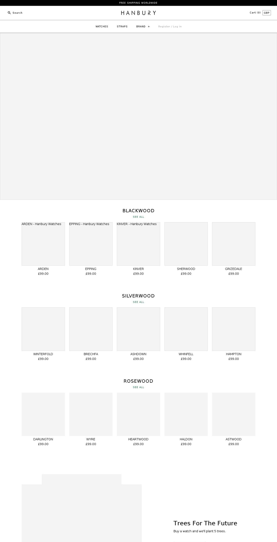 hanburywatches.com — Shopify storefront screenshot
