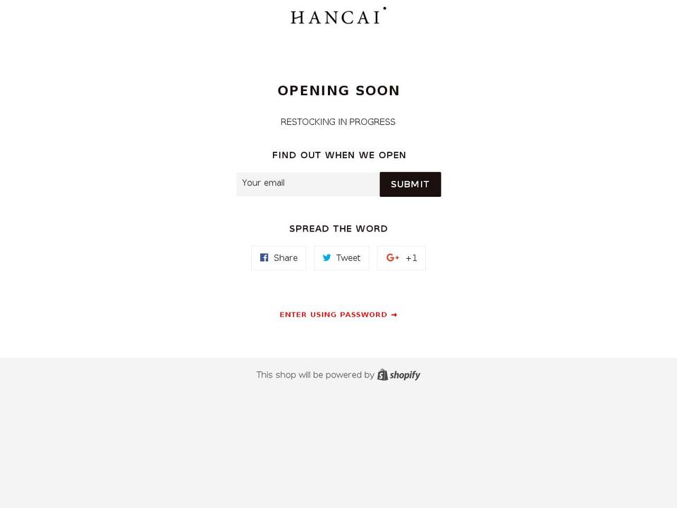 hancaiclothing.com shopify website screenshot