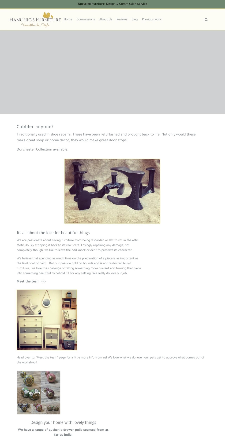 hanchicsfurniture.co.uk shopify website screenshot