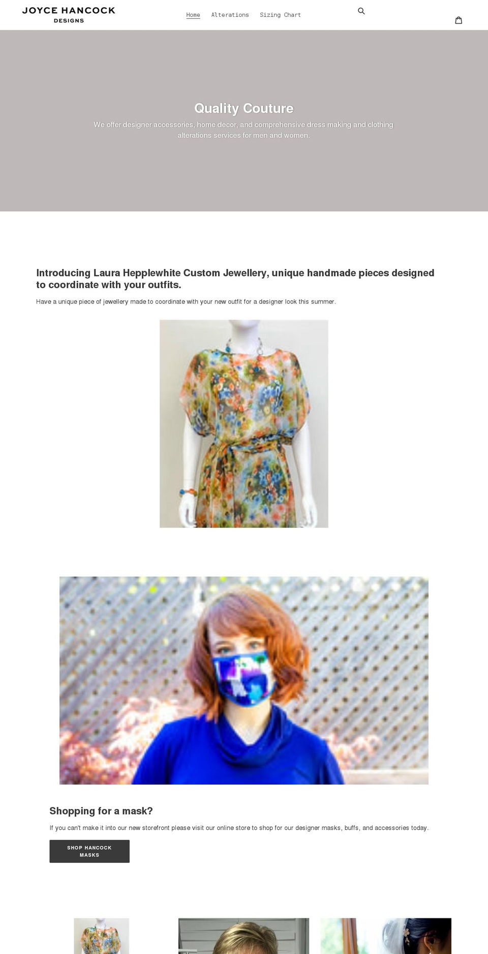hancockmasks.com shopify website screenshot