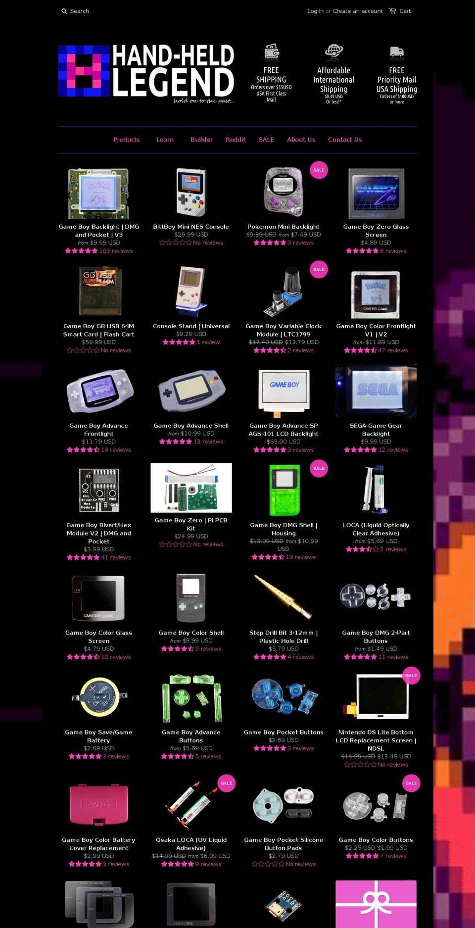 hand-held-legend.net shopify website screenshot