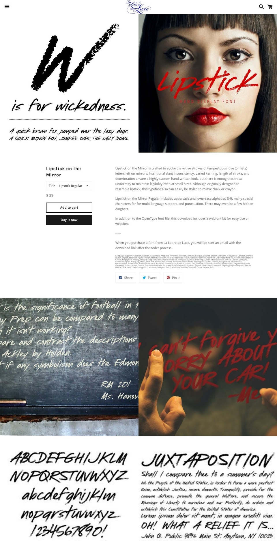 hand-lettering.com — Shopify storefront screenshot