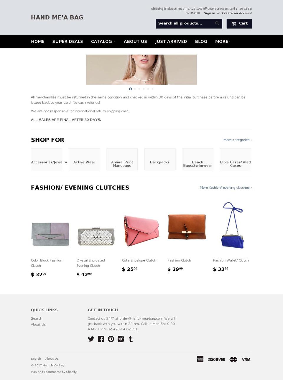 hand-mea-bag.com shopify website screenshot