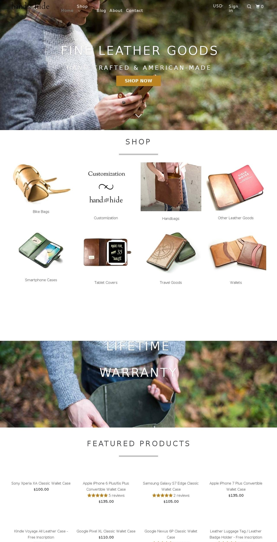 handandhide.com shopify website screenshot