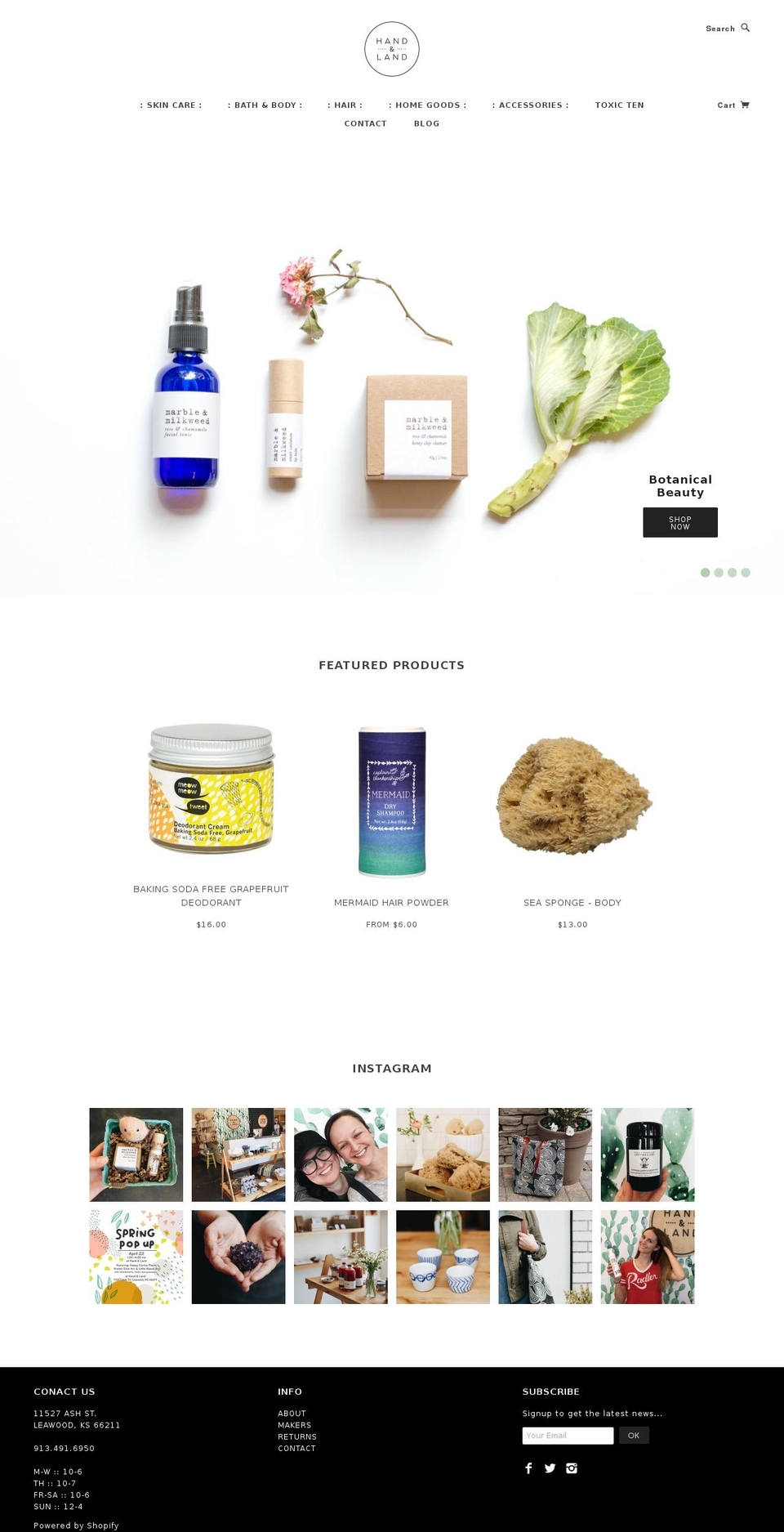 handandland.com shopify website screenshot