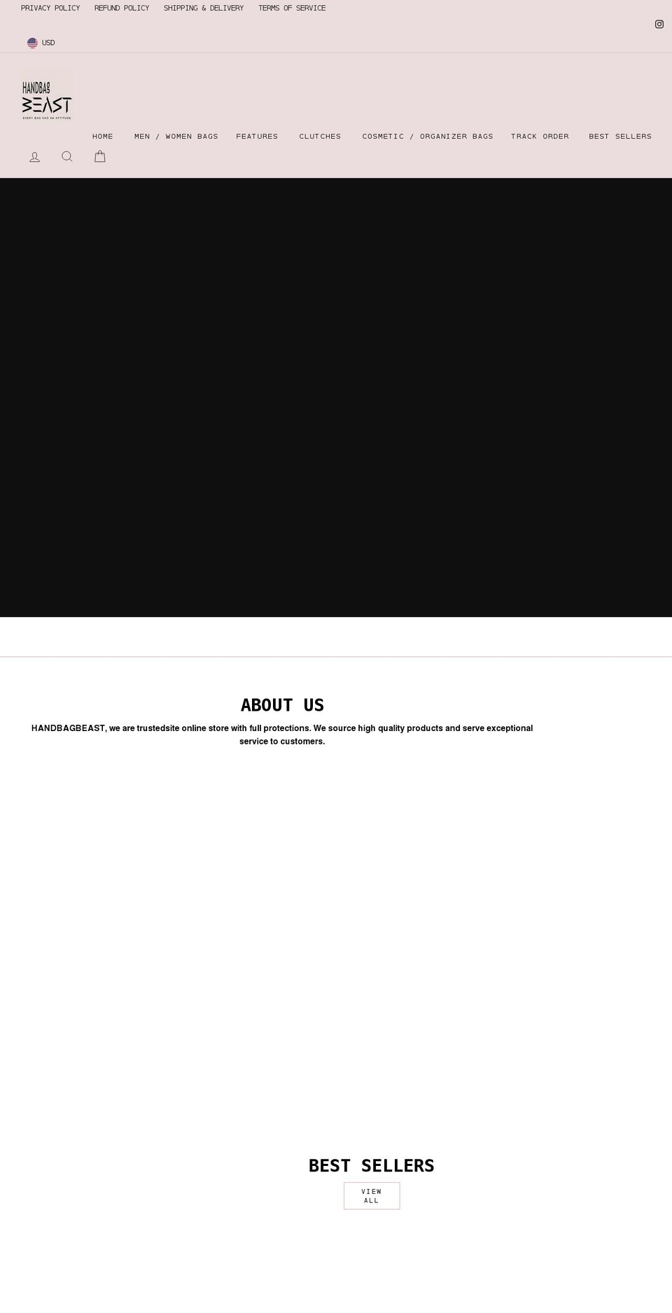 handbagbeast.com shopify website screenshot