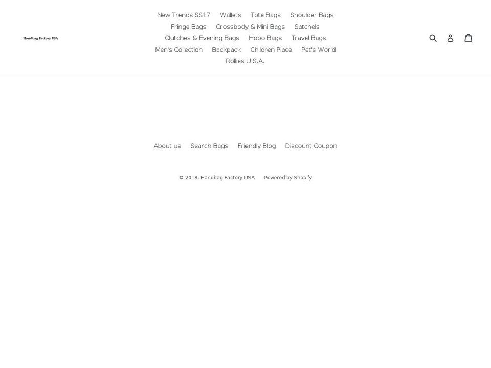 handbagfactoryusa.com — Shopify storefront screenshot