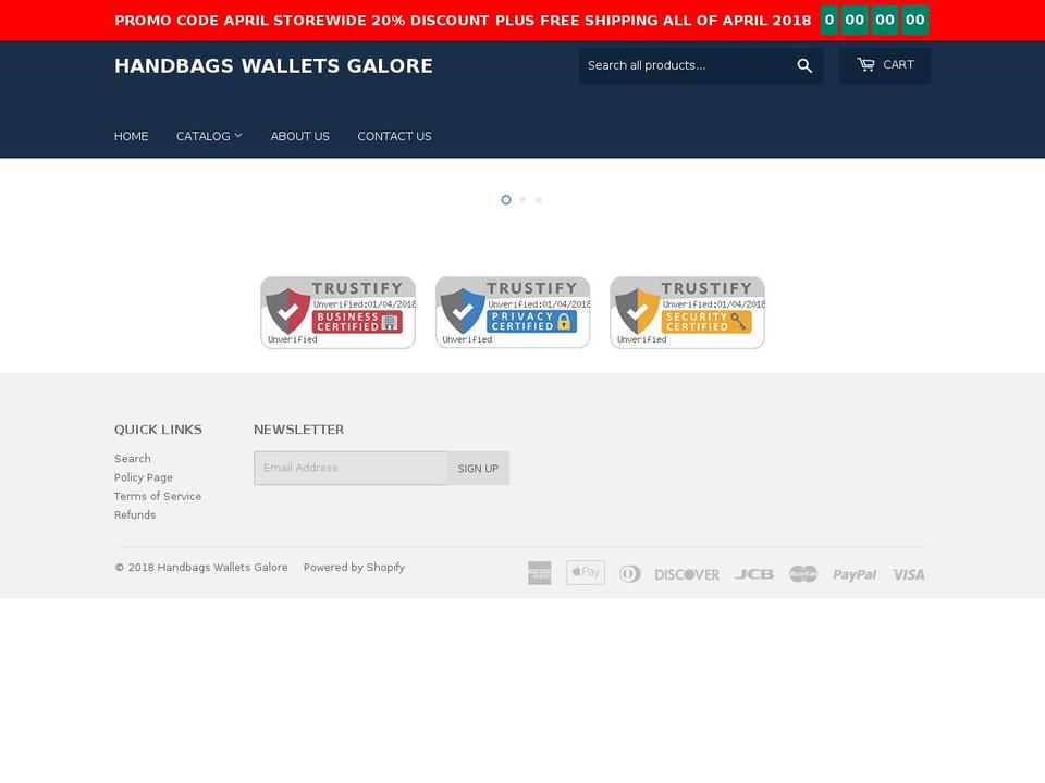 handbagswalletsgalore.com — Shopify storefront screenshot