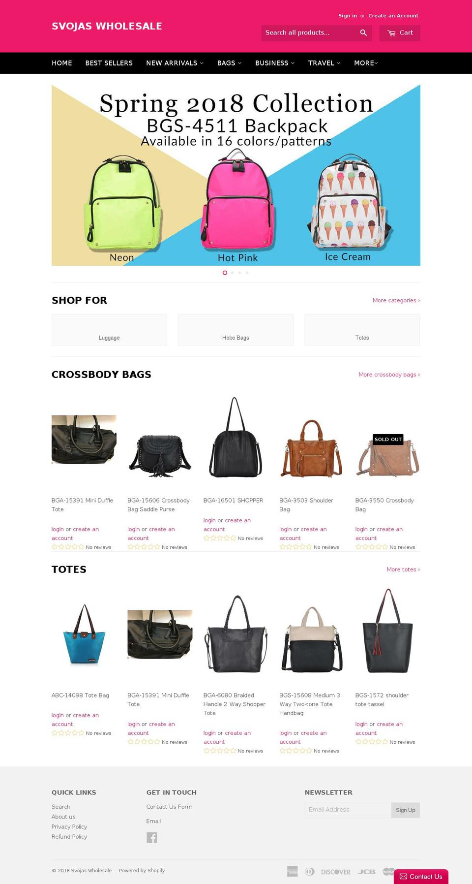 handbagwholesaleandaccessories.com — Shopify storefront screenshot