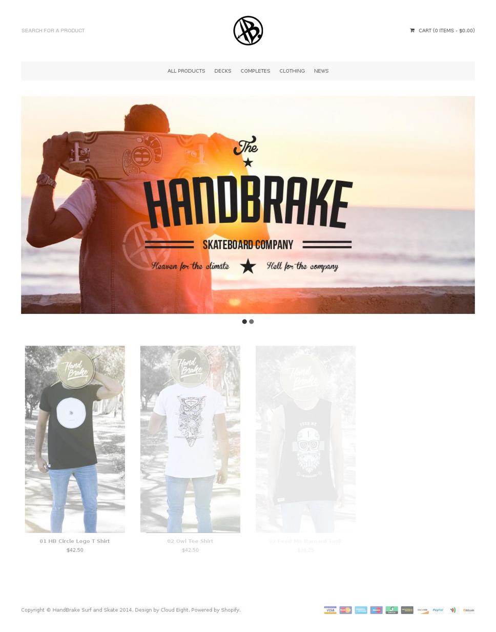 handbrakeclothing.com shopify website screenshot