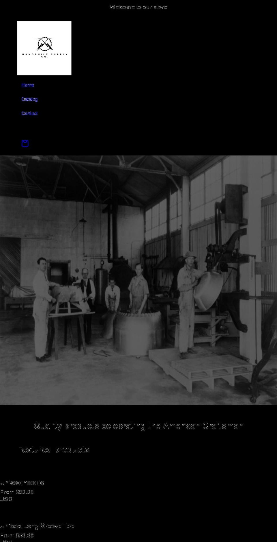 handbuiltsupplyco.com shopify website screenshot