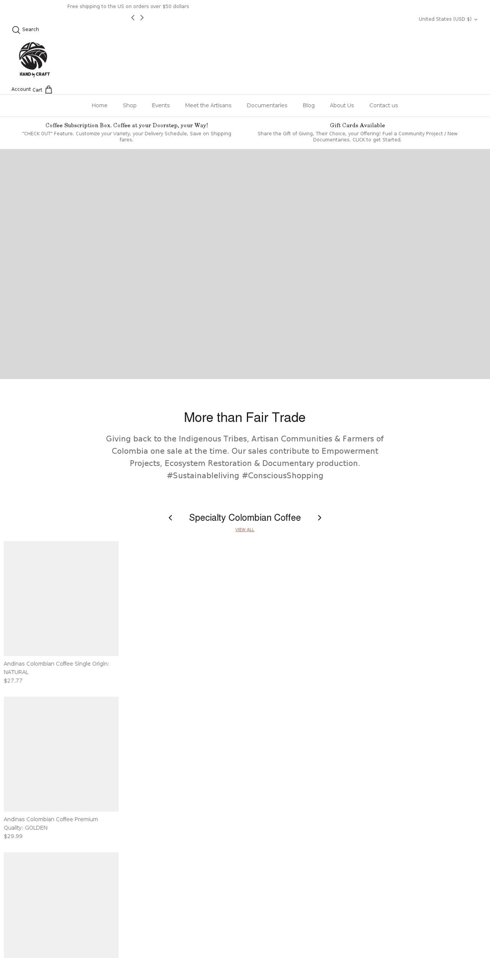 handbycraft.com shopify website screenshot