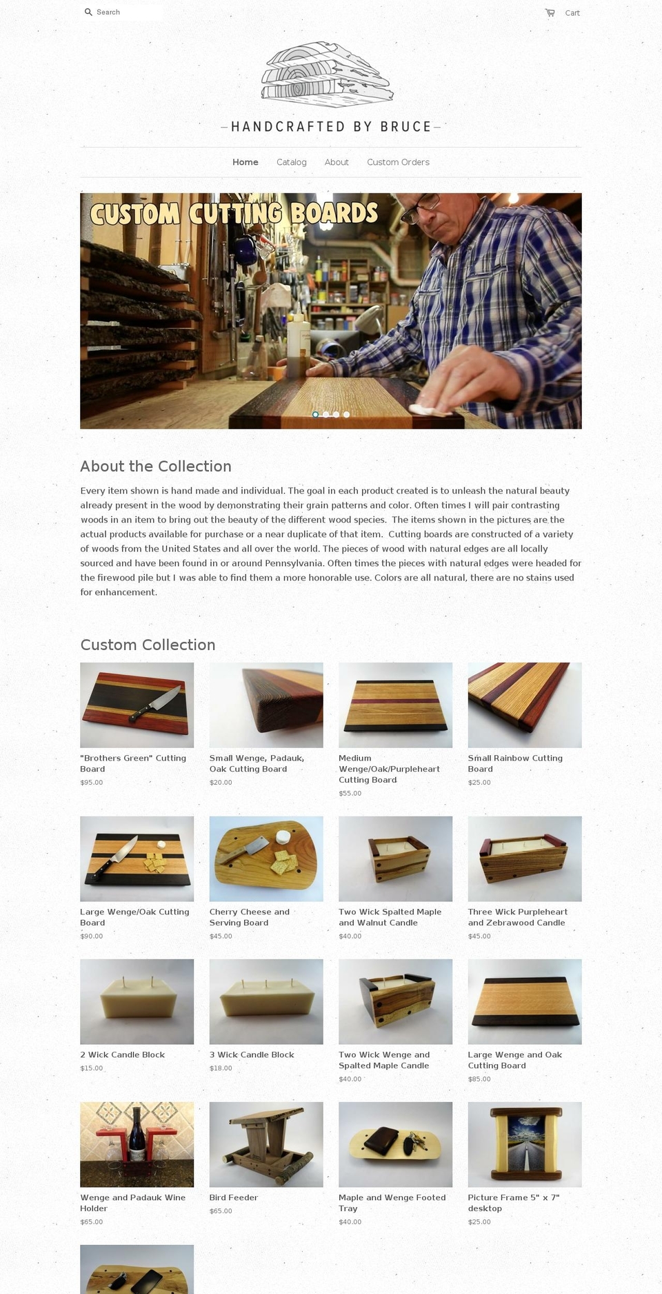 handcraftedbybruce.com — Shopify storefront screenshot