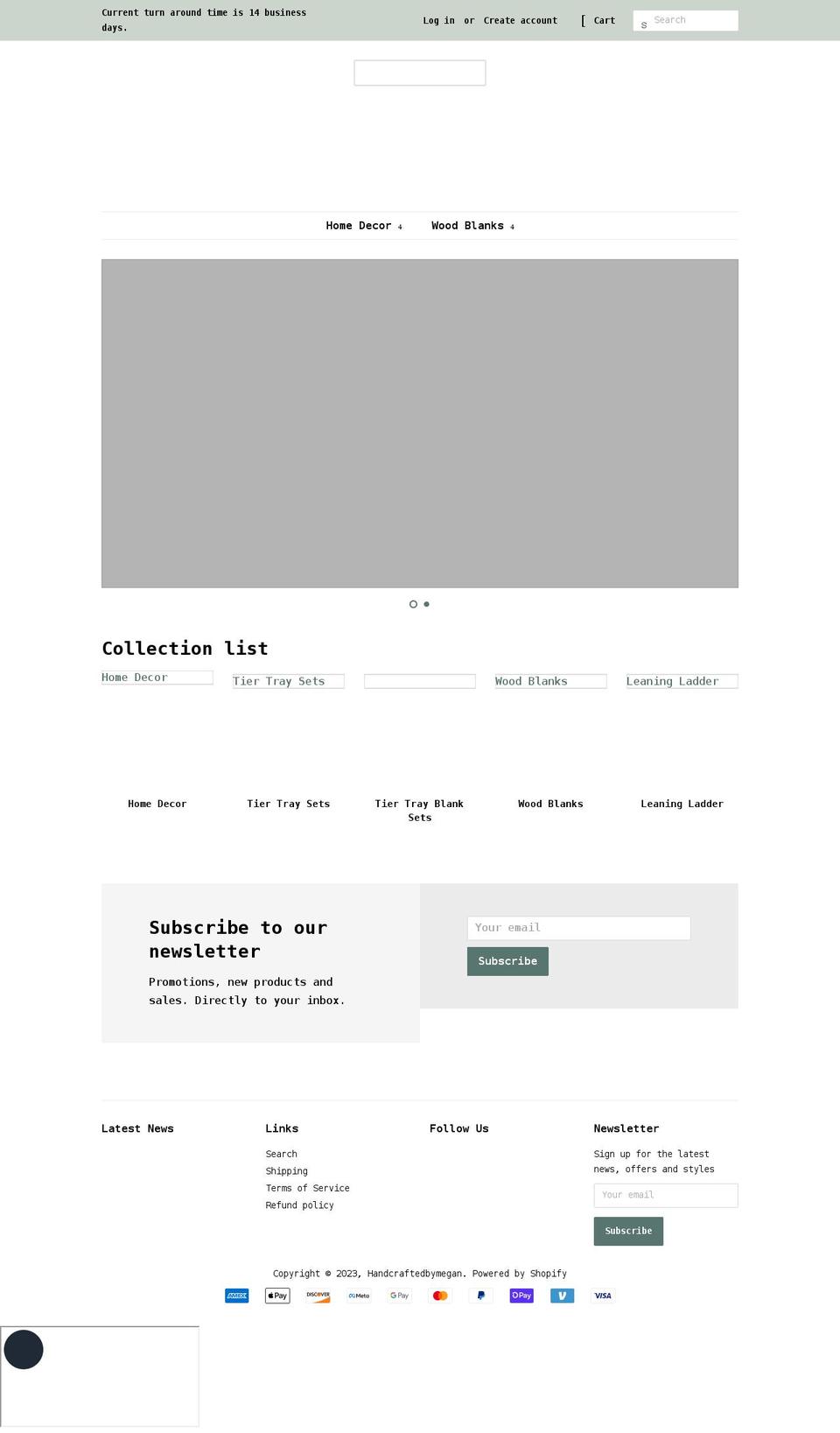 handcraftedbymegan.com shopify website screenshot