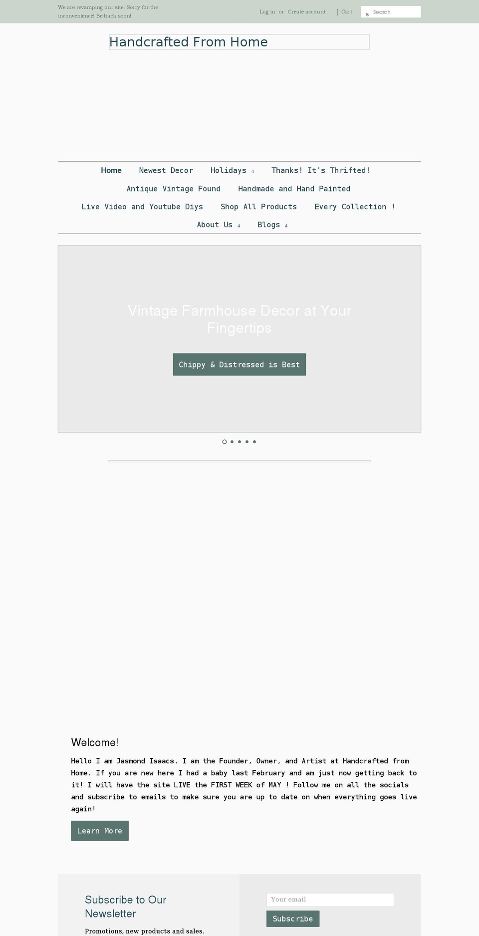 handcraftedfromhome.com shopify website screenshot