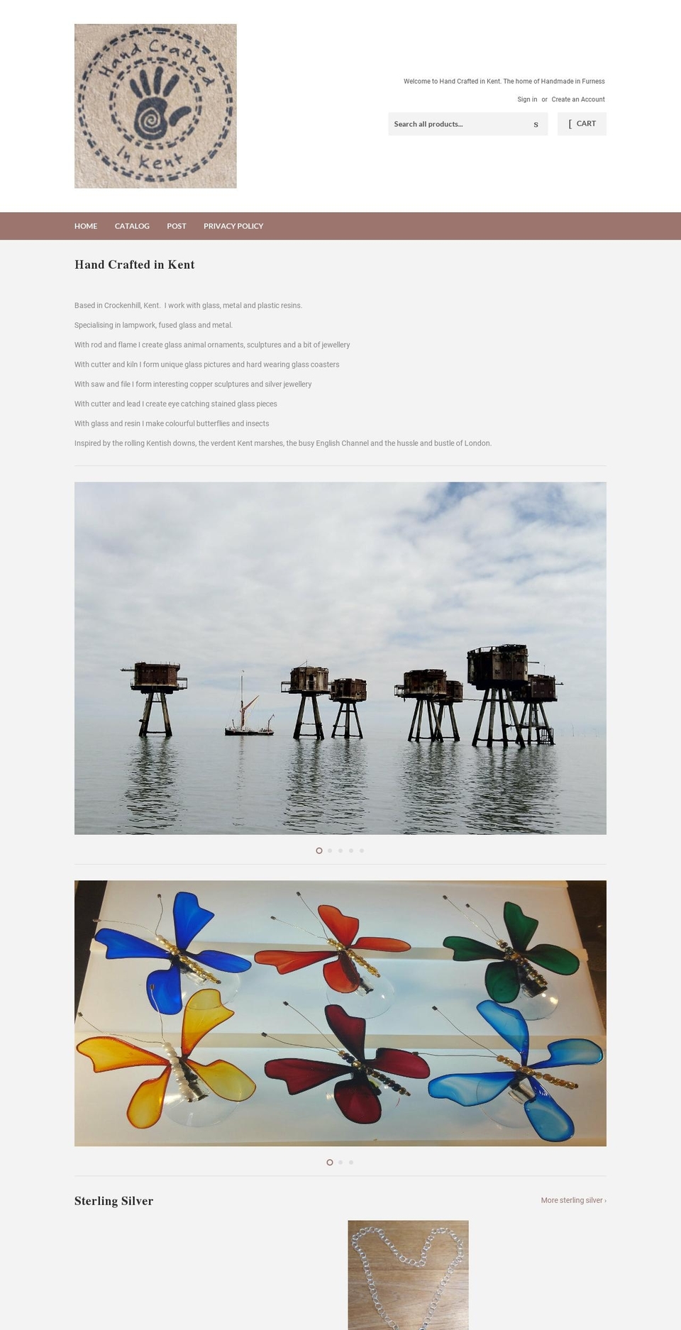 handcraftedinkent.co.uk shopify website screenshot