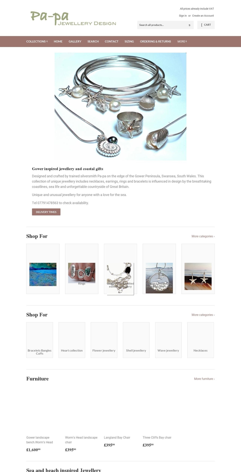 handcraftedjewellery.uk shopify website screenshot