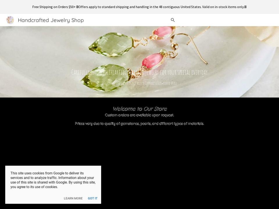 handcraftedjewelryshop.com shopify website screenshot