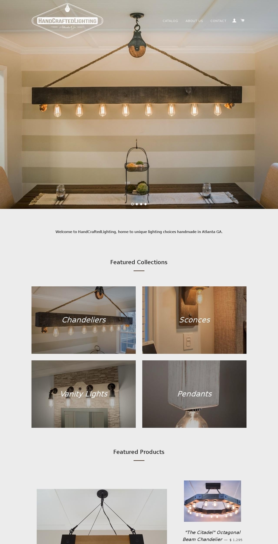 handcraftedlights.com shopify website screenshot