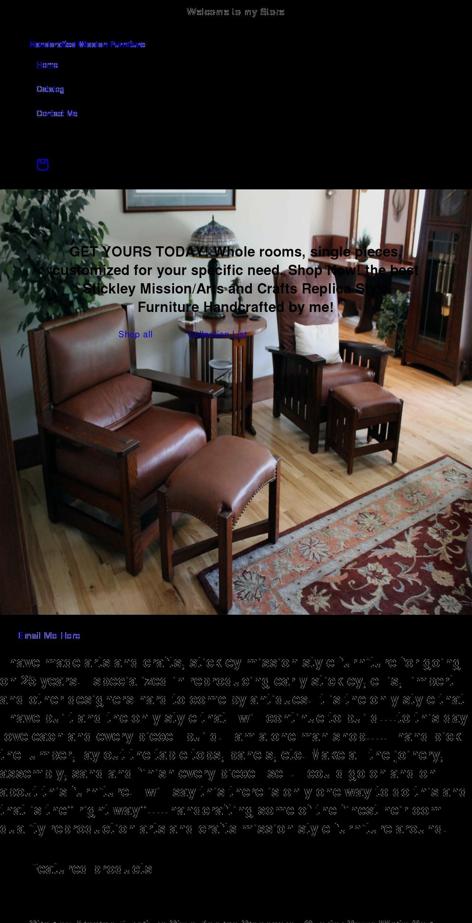 handcraftedmissionfurniture.com shopify website screenshot