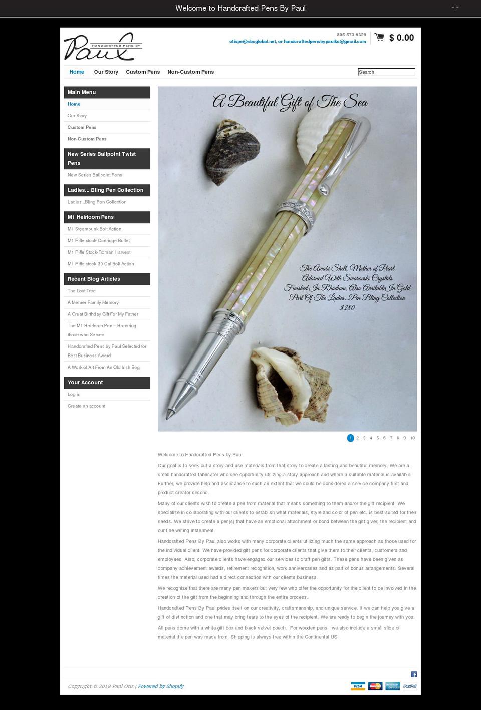 handcraftedpensbypaul.com shopify website screenshot