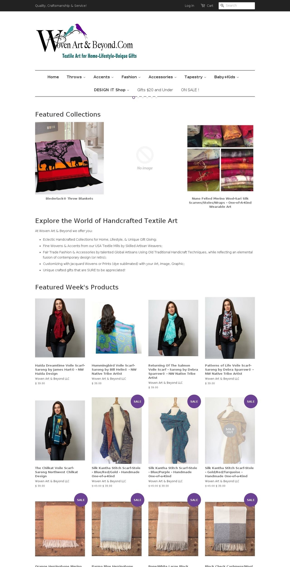 handcraftedtextiles.com shopify website screenshot