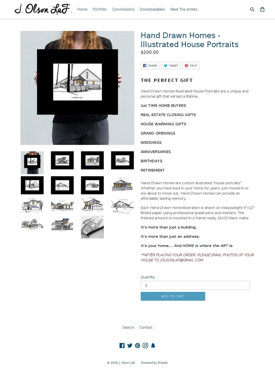 handdrawnhomes.com — Shopify storefront screenshot