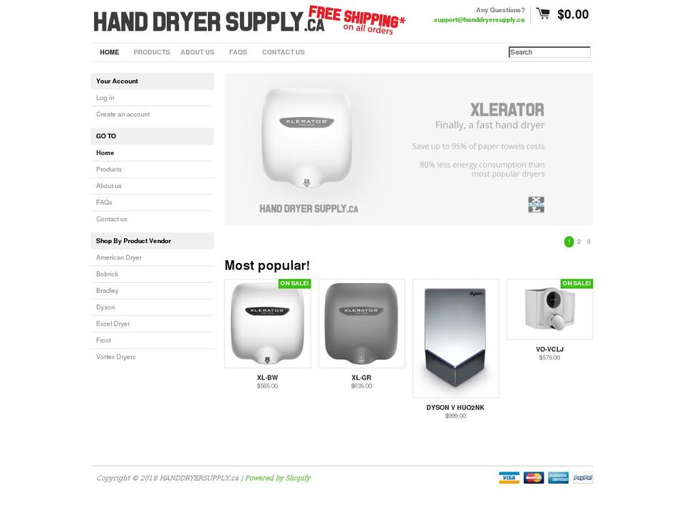 handdryersupply.ca shopify website screenshot