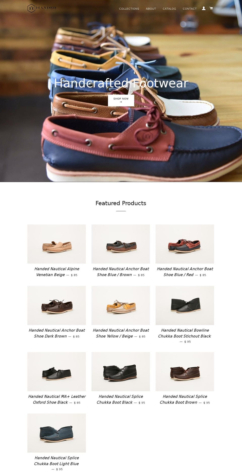 handedshoes.com shopify website screenshot