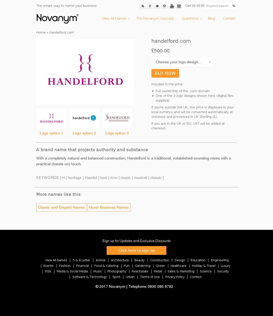 handelford.com shopify website screenshot