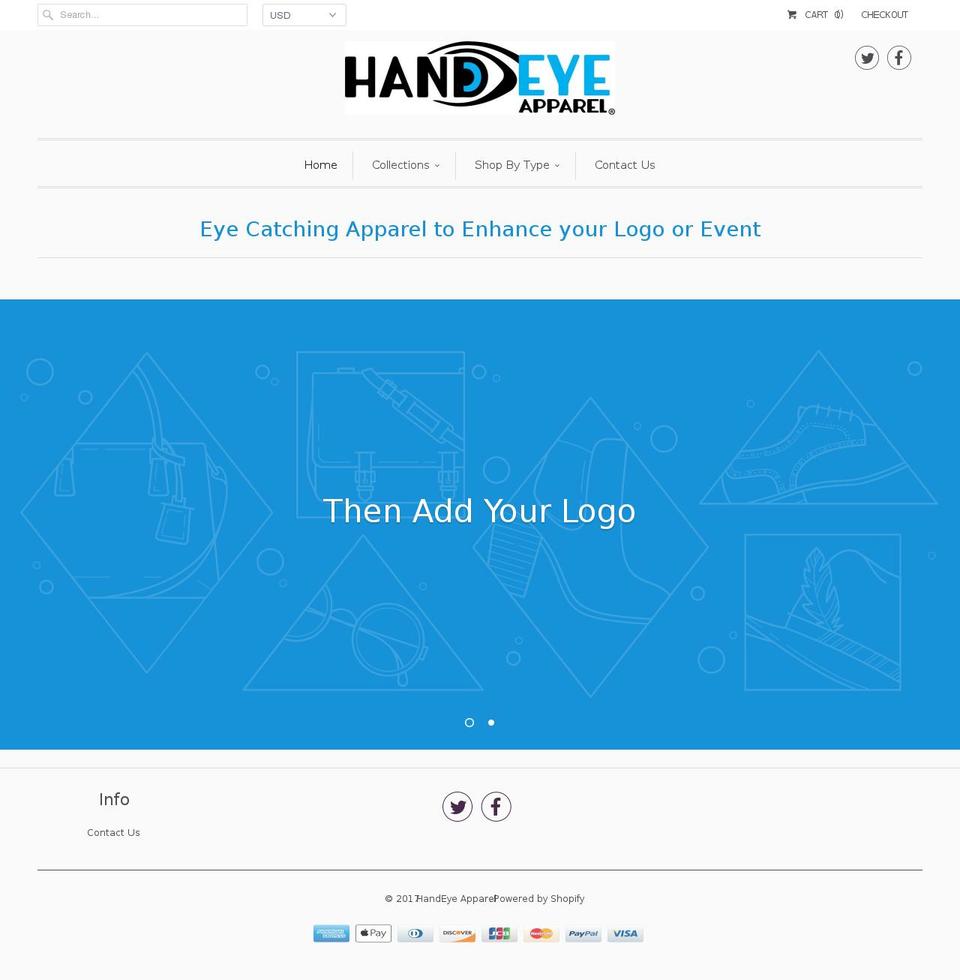 handeyeapparel.com shopify website screenshot