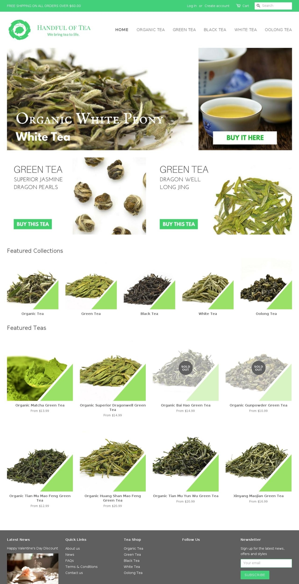 handfuloftea.com shopify website screenshot
