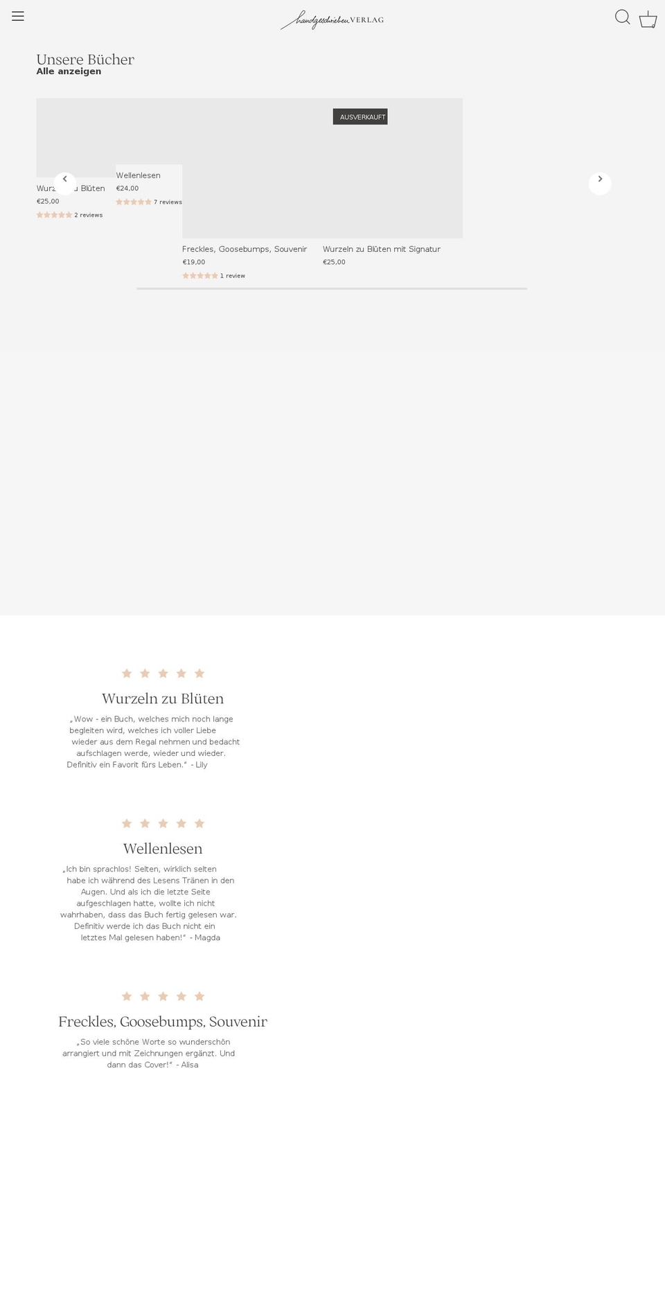 handgeschrieben-verlag.com shopify website screenshot