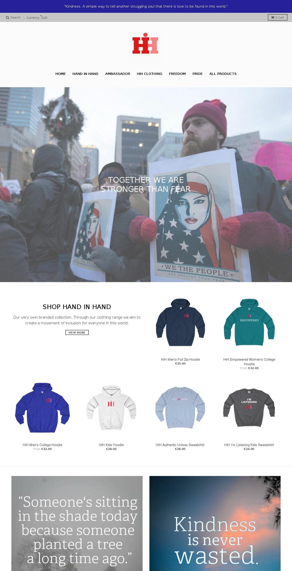 handinhandclothing.com — Shopify storefront screenshot