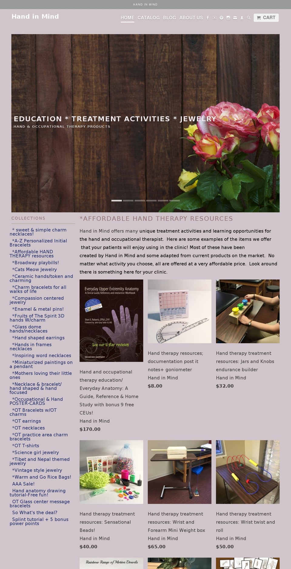 handinmind.com shopify website screenshot
