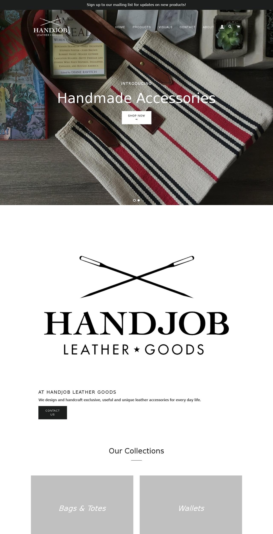 handjobleathergoods.com — Shopify storefront screenshot