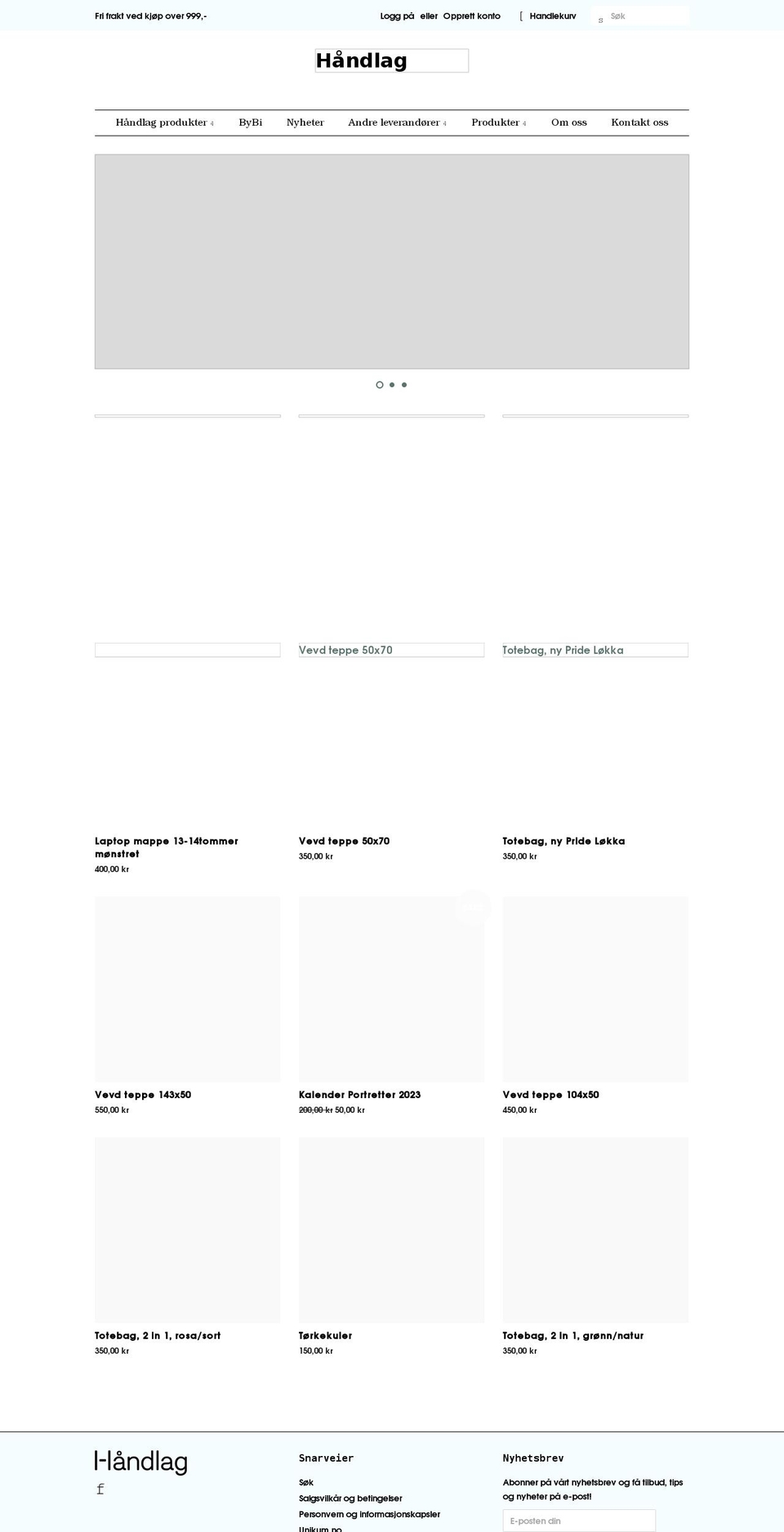 handlag.no shopify website screenshot