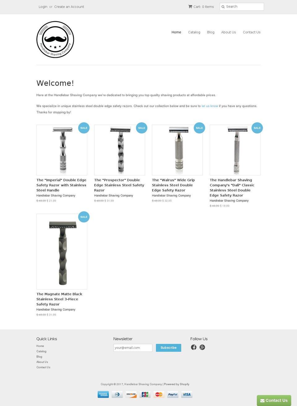 handlebarshavingcompany.com shopify website screenshot