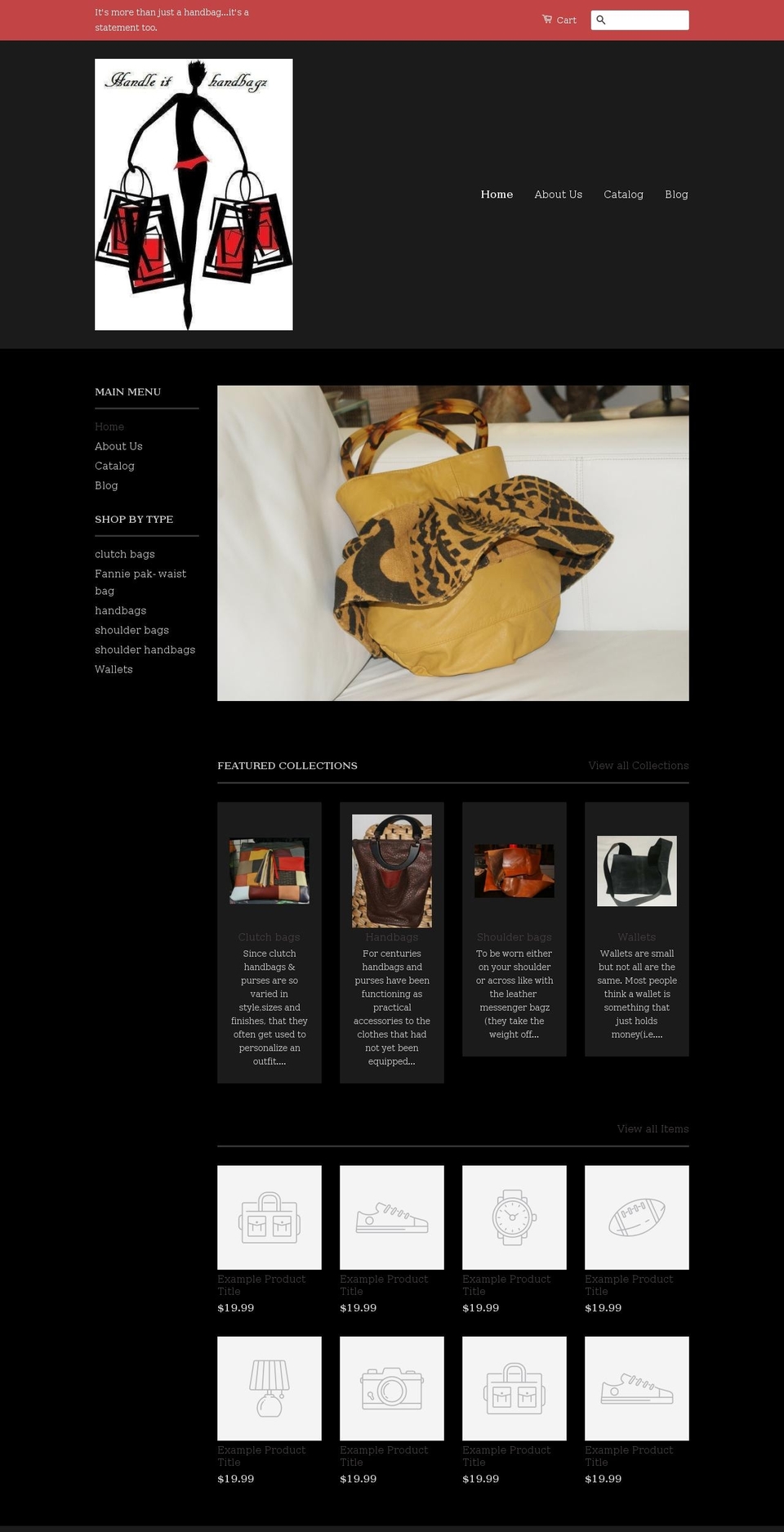 handleithandbags.com shopify website screenshot