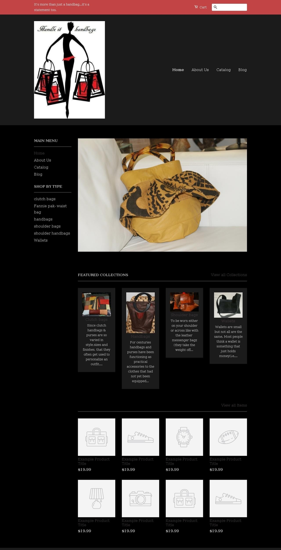 handleithandbagz.com shopify website screenshot